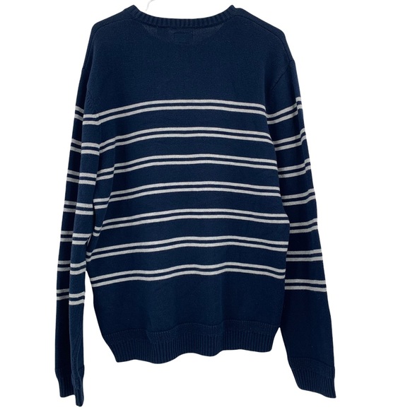 NWT Levi's 100% Cotton Blue White Striped Crew-Neck Long Sleeve Men's Sweater XL - Picture 2 of 11